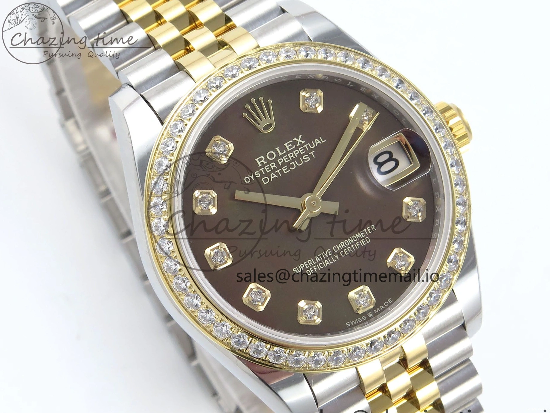 0515 DateJust 31 278383RBR ARF 1:1 Best Edition 904L Steel Brown Diamonds Dial Diamonds Bezel on SS YG Jubilee Bracelet ETA Snug 409